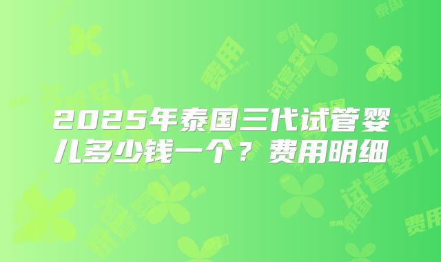 2025年泰国三代试管婴儿多少钱一个？费用明细