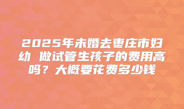 2025年未婚去枣庄市妇幼 做试管生孩子的费用高吗?大概要花费多少钱