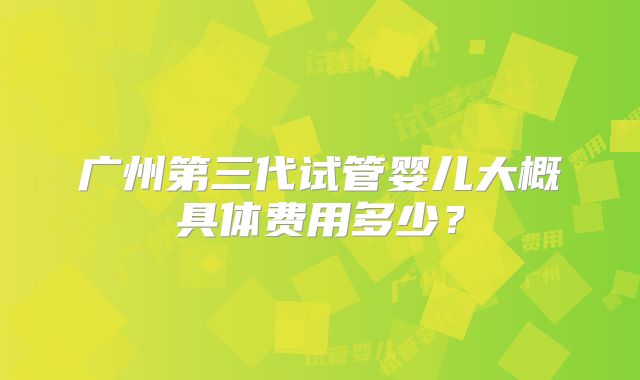 广州第三代试管婴儿大概具体费用多少？