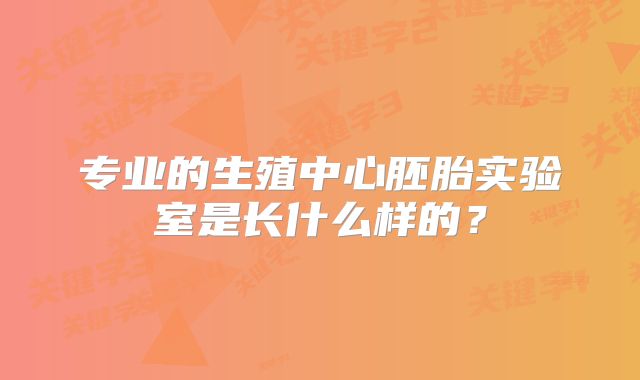 专业的生殖中心胚胎实验室是长什么样的?