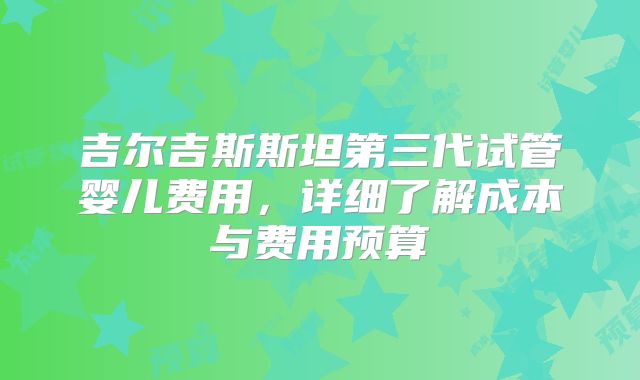 吉尔吉斯斯坦第三代试管婴儿费用，详细了解成本与费用预算