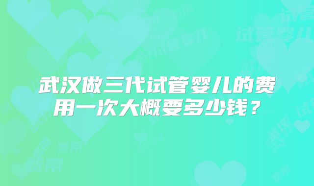 武汉做三代试管婴儿的费用一次大概要多少钱？