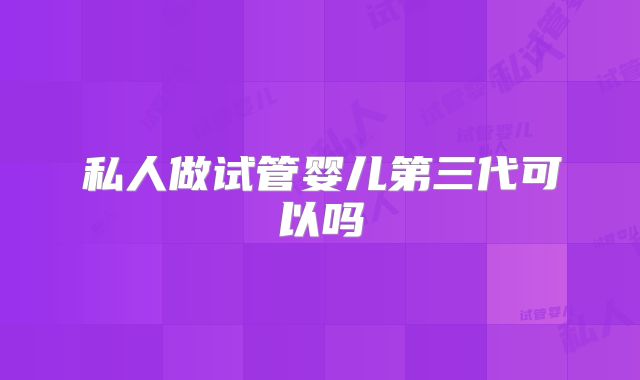 私人做试管婴儿第三代可以吗