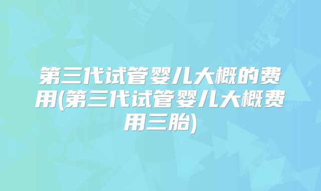 第三代试管婴儿大概的费用(第三代试管婴儿大概费用三胎)