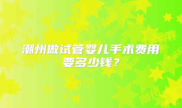 潮州做试管婴儿手术费用要多少钱?