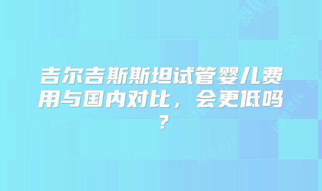 吉尔吉斯斯坦试管婴儿费用与国内对比，会更低吗？