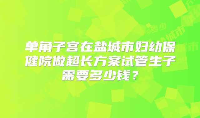 单角子宫在盐城市妇幼保健院做超长方案试管生子需要多少钱?