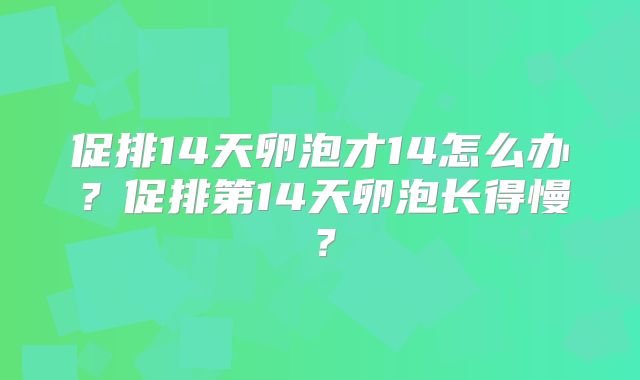 促排14天卵泡才14怎么办？促排第14天卵泡长得慢？