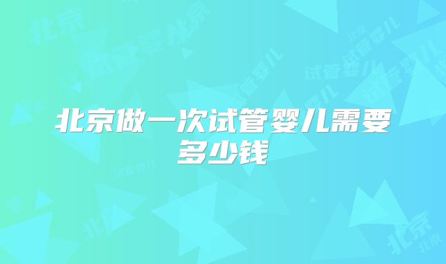 北京做一次试管婴儿需要多少钱