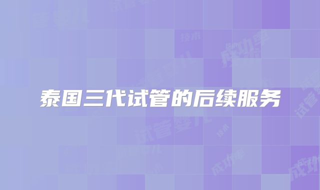 泰国三代试管的后续服务