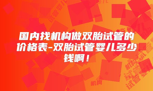 国内找机构做双胎试管的价格表-双胎试管婴儿多少钱啊!