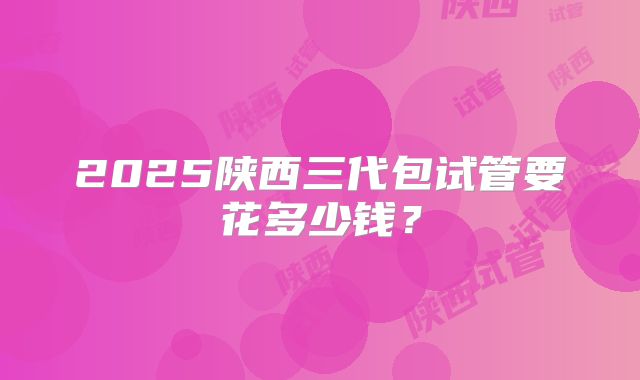 2025陕西三代包试管要花多少钱？