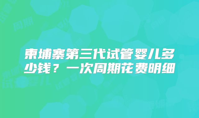 柬埔寨第三代试管婴儿多少钱？一次周期花费明细