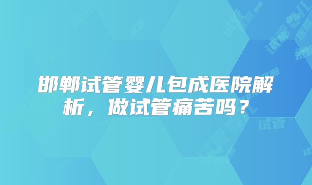 邯郸试管婴儿包成医院解析，做试管痛苦吗？