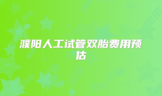 濮阳人工试管双胎费用预估