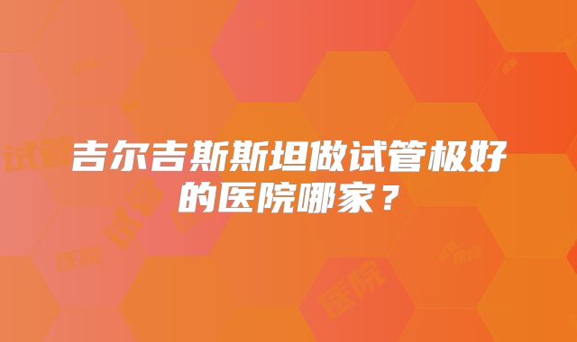 吉尔吉斯斯坦做试管极好的医院哪家？