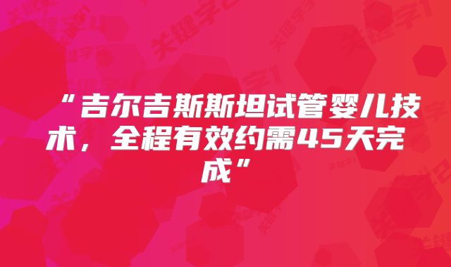 “吉尔吉斯斯坦试管婴儿技术，全程有效约需45天完成”