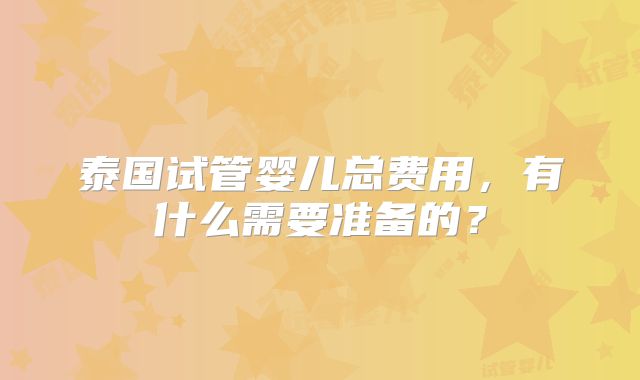 泰国试管婴儿总费用，有什么需要准备的？