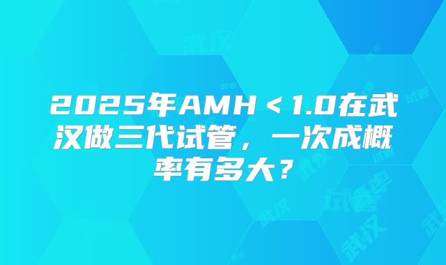 2025年AMH＜1.0在武汉做三代试管，一次成概率有多大？