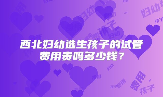 西北妇幼选生孩子的试管费用贵吗多少钱?