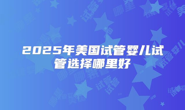 2025年美国试管婴儿试管选择哪里好