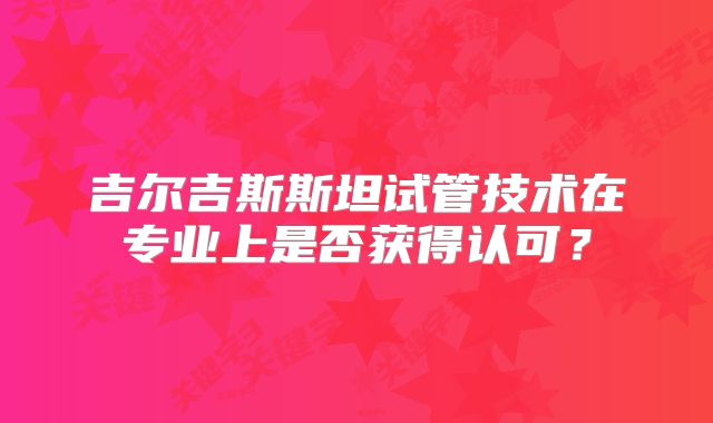 吉尔吉斯斯坦试管技术在专业上是否获得认可?