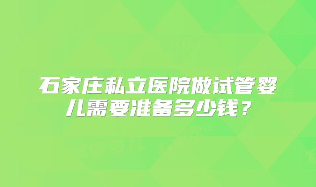 石家庄私立医院做试管婴儿需要准备多少钱？