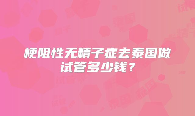 梗阻性无精子症去泰国做试管多少钱?