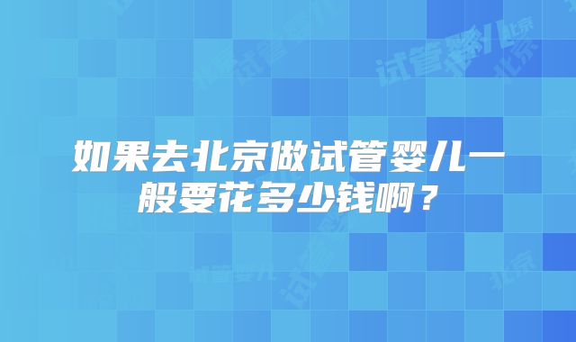 如果去北京做试管婴儿一般要花多少钱啊？