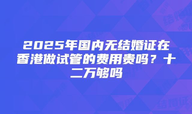 2025年国内无结婚证在香港做试管的费用贵吗?十二万够吗