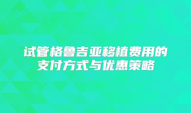试管格鲁吉亚移植费用的支付方式与优惠策略