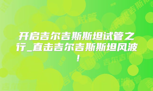 开启吉尔吉斯斯坦试管之行_直击吉尔吉斯斯坦风波！