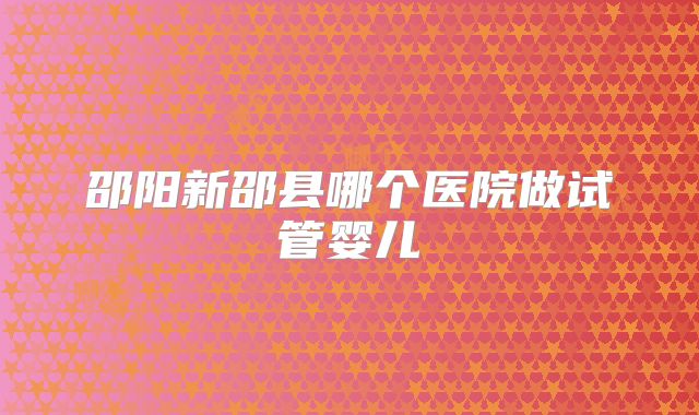 邵阳新邵县哪个医院做试管婴儿