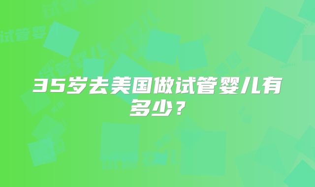 35岁去美国做试管婴儿有多少？