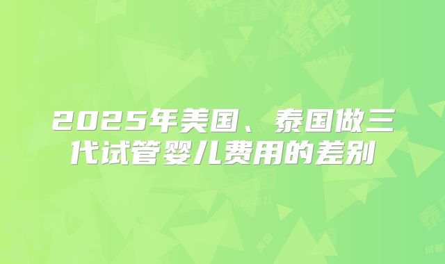 2025年美国、泰国做三代试管婴儿费用的差别