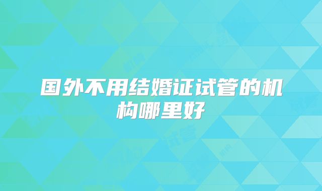 国外不用结婚证试管的机构哪里好