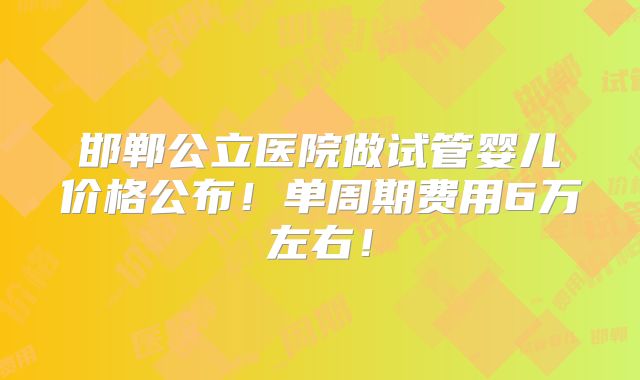 邯郸公立医院做试管婴儿价格公布!单周期费用6万左右!