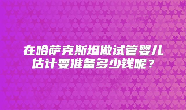 在哈萨克斯坦做试管婴儿估计要准备多少钱呢？