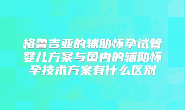 格鲁吉亚的辅助怀孕试管婴儿方案与国内的辅助怀孕技术方案有什么区别