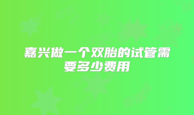 嘉兴做一个双胎的试管需要多少费用