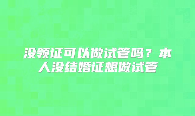 没领证可以做试管吗？本人没结婚证想做试管