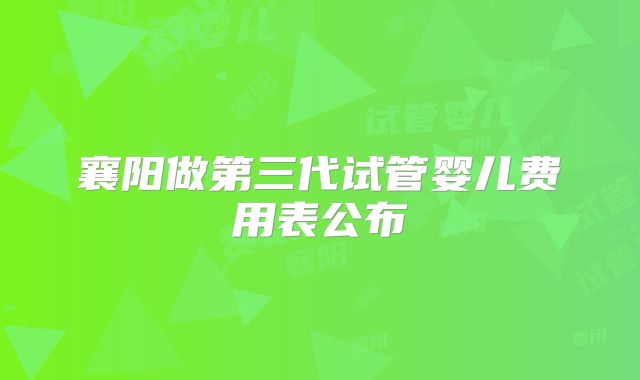 襄阳做第三代试管婴儿费用表公布