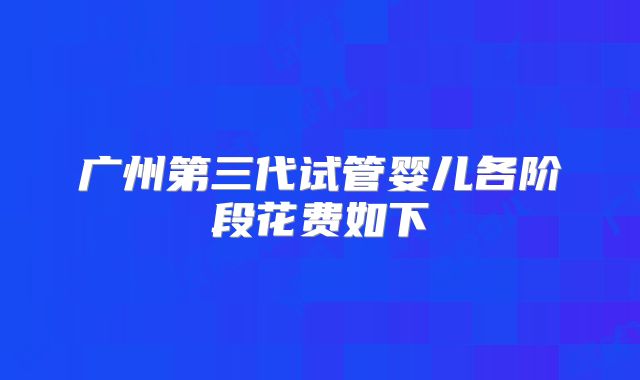 广州第三代试管婴儿各阶段花费如下