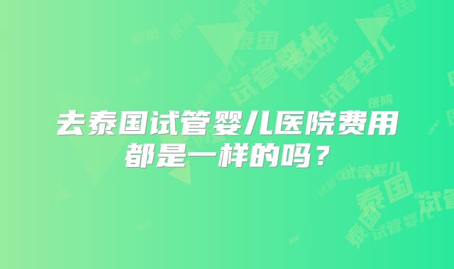 去泰国试管婴儿医院费用都是一样的吗？