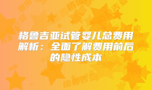格鲁吉亚试管婴儿总费用解析：全面了解费用前后的隐性成本
