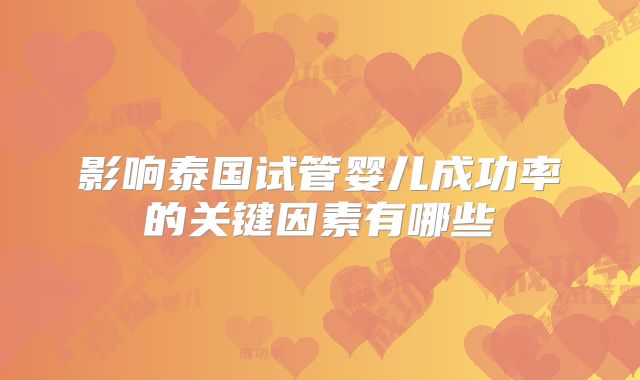 影响泰国试管婴儿成功率的关键因素有哪些