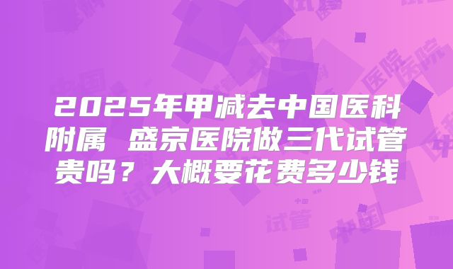 2025年甲减去中国医科附属 盛京医院做三代试管贵吗？大概要花费多少钱