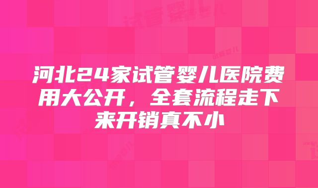 河北24家试管婴儿医院费用大公开，全套流程走下来开销真不小