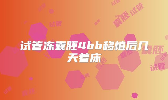 试管冻囊胚4bb移植后几天着床