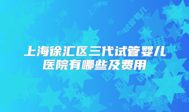 上海徐汇区三代试管婴儿医院有哪些及费用